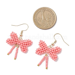 Bowknot 304 Stainless Steel Glass Dangle Earrings&nbsp;EJEW-MZ00623-01