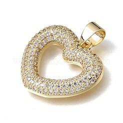 Brass Micro Pave Clear Cubic Zirconia Pendants&nbsp;KK-E802-02G