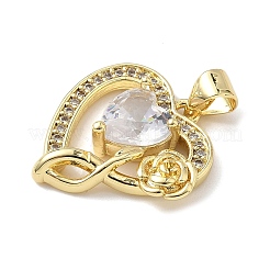 Brass Micro Pave Cubic Zirconia Pendants&nbsp;KK-L239-040G