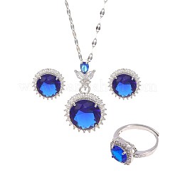 Flat Round Brass Micro Pave Cubic Zirconia Stud Dangle Earrings & Pendant Necklaces & Rings&nbsp;FS-WG5AAF4-04