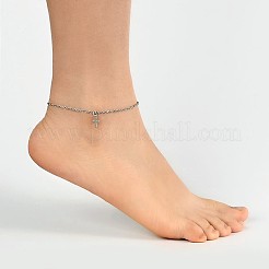 Tarnish Resistant Cross Stainless Steel Anklets&nbsp;AJEW-AN00104-01