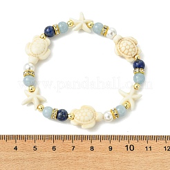 3Pcs Shell Pearl & Natural & Synthetic Mixed Gemstone Beads Stretch Bracelets for Women&nbsp;BJEW-JB13898