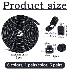 6 Pairs 6 Colors No Tie Elastic Shoe Laces&nbsp;FIND-FH0016-65
