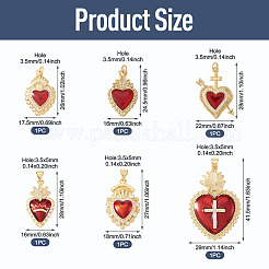 6Pcs 6 Styles Brass Micro Pave Cubic Zirconia Pendants&nbsp;KK-TA0008-40
