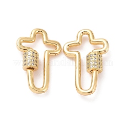 Brass Micro Pave Clear Cubic Zirconia Keychain Clasps&nbsp;ZIRC-TAC0005-02A-G