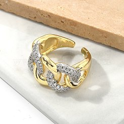 Brass Micro Pave Clear Cubic Zirconia Cuff Rings&nbsp;RJEW-U041-26G