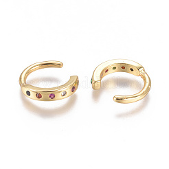 Golden Plated Brass Micro Pave Cubic Zirconia Cuff Earrings&nbsp;EJEW-L244-07G