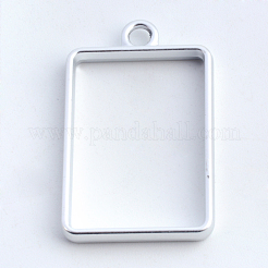 Rack Plating Alloy Rectangle Open Back Bezel Pendants&nbsp;PALLOY-S047-28B-FF
