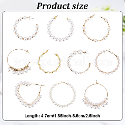 10 Pairs 10 Style Plastic & Resin Imitation Pearl Beaded Hoop Earrings Set&nbsp;EJEW-AN0003-45