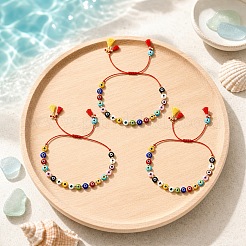 Handmade Lampwork Evil Eye Braid Bead Bracelet Sets&nbsp;BT5726