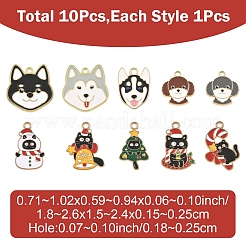 10Pcs 10 Styles Alloy Enamel Pendants&nbsp;ENAM-YW0006-99