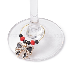 4Pcs Bowknot Butterfly Alloy Rhinestone & Enamel Pendants Wine Glass Charms&nbsp;AJEW-JO00264