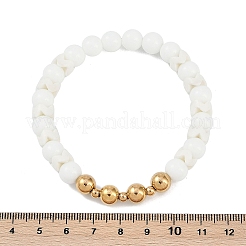 Ion Plating(IP) 304 Stainless Steel & Round Glass Beaded Stretch Bracelets for Women Men&nbsp;BJEW-M046-05G