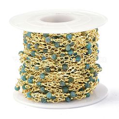 Brass & Natural Apatite Handmade Beaded Chain&nbsp;CHC-D029-15G-04