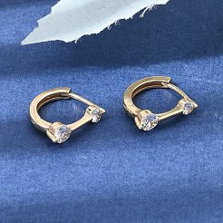 Brass Micro Pave Cubic Zirconia Hoop Earrings&nbsp;KK-CBAD29A-04G