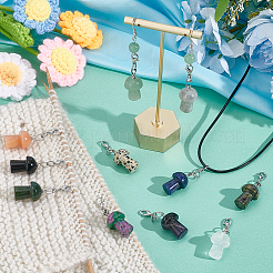 11Pcs 11 Style Mushroom Gemstone Pendant Decorations&nbsp;PALLOY-AB00138