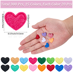 300Pcs 15 Colors Felt Heart Ornament Accessories&nbsp;DIY-CP0012-88