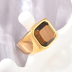 304 Stainless Steel with Natural Tiger Eye Finger Rings for Men&nbsp;SA-CBA3D5E-02G