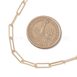 4MM Brass Textured Paperclip Chain Necklaces&nbsp;NJEW-JN05655