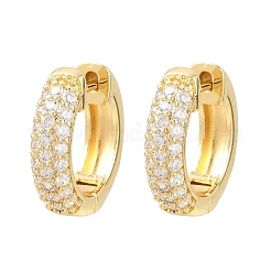 Ring Brass Micro Pave Clear Cubic Zirconia Hoop Earrings&nbsp;EJEW-D348-12G