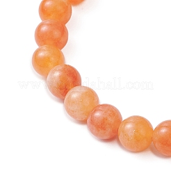 Dyed Natural Malaysia Jade Round Beaded Stretch Bracelets for Men Women&nbsp;BJEW-JB12146-01