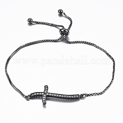 Adjustable Brass Micro Pave Cubic Zirconia Slider Bracelets&nbsp;BJEW-E317-43