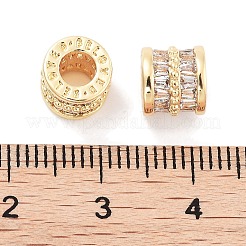 Brass Micro Pave Clear Cubic Zirconia European Beads&nbsp;KK-P271-43G-B