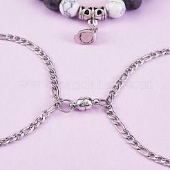 Heart & Round Magnetic Clasp Couple Bracelets DIY Making Kits&nbsp;DIY-SZ0006-27