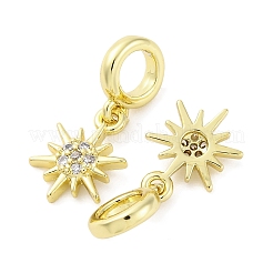 Brass Micro Pave Cubic Zirconia European Dangle Charms&nbsp;KK-D325-13G