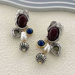 Elephant Alloy Plastic Dangle Stud Earrings&nbsp;EJEW-Q035-01AS