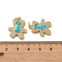 Brass Micro Pave Cubic Zirconia with Synthetic Opal Pendants&nbsp;KK-D096-21G