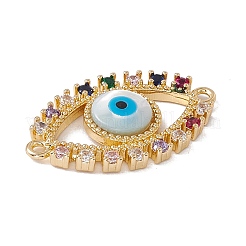 Rack Plating Brass Micro Pave Colorful Cubic Zirconia Connector Charms&nbsp;KK-G439-65G