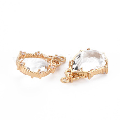 Rack Plating Brass Micro Pave Clear Cubic Zirconia Charms&nbsp;KK-T060-60-RS