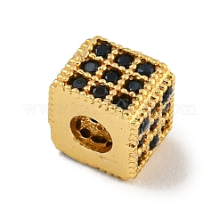 Brass Micro Pave Black Cubic Zirconia Beads&nbsp;KK-G493-37B-G02