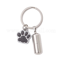 304 Stainless Steel Bullet with Paw Print Urn Ashes Keychains&nbsp;KEYC-JKC01445