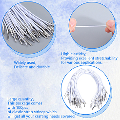 100Pcs Round Polyester Elastic Hang Tag with Stainless Steel Findings&nbsp;FIND-GF0006-99A