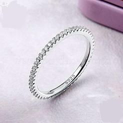 Anti-Tarnish Rhodium Plated 925 Sterling Silver Finger Rings&nbsp;RJEW-FF0008-008P-18mm