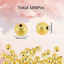 100Pcs Brass Textured Beads&nbsp;KK-SC0003-40