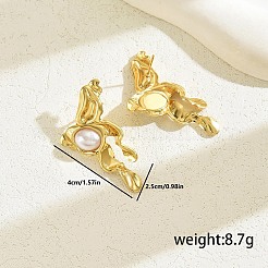 201 Stainless Steel Vintage Imitation Pearl Stud Earrings&nbsp;JD3123-3