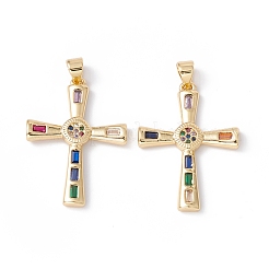 Rack Plating Brass Micro Pave Colorful Cubic Zirconia Pendants&nbsp;ZIRC-C040-05G