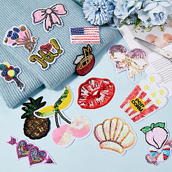 15Pcs 15 Styles Sequin Embroidery Cloth Iron On Patches&nbsp;DIY-CY0001-11