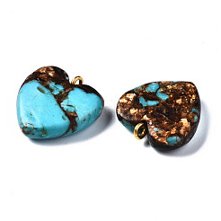 Assembled Bronzite and Synthetic Turquoise Pendants&nbsp;G-T111-04C