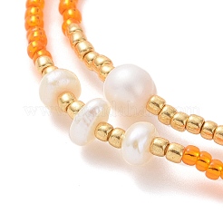 2Pcs 2 Style Glass Seed & Natural Pearl Beaded Stretch Bracelets Set for Women&nbsp;BJEW-JB09356