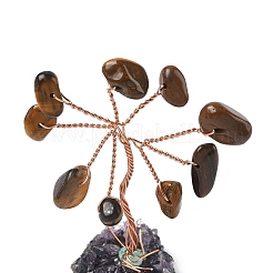 Natural Tiger Eye Chips Tree of Life Decorations&nbsp;DJEW-P022-03A-04