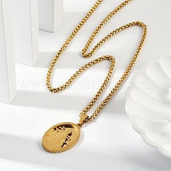 201 Stainless Steel Virgin Mary Pendant Wheat Chain Necklaces for Men&nbsp;NJEW-S387-09G-03