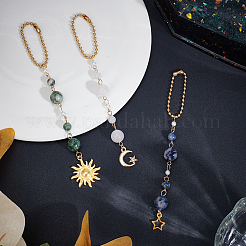 Alloy Sun Moon Star & Natural Gemstone Pendant Decorations&nbsp;HJEW-DR00025