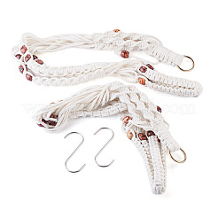 2Pcs Handmade Macrame Polyester with Wood Bead Plant Hanger&nbsp;AJEW-HS0001-47A