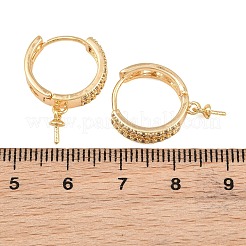 Brass Micro Pave Clear Cubic Zirconia Huggie Hoop Earring Findings&nbsp;KK-CBA2DE6-17G