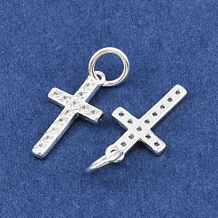 925 Sterling Silver Pave Clear Cubic Zirconia Cross Charms&nbsp;STER-A049-06S