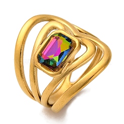 304 Stainless Steel Rhinestone Solitaire Ring&nbsp;RJEW-Q822-14G